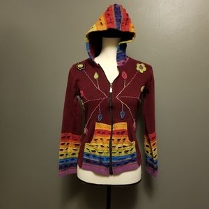 VTG All That Jazz zip up rainbow color hoodie size small 90's